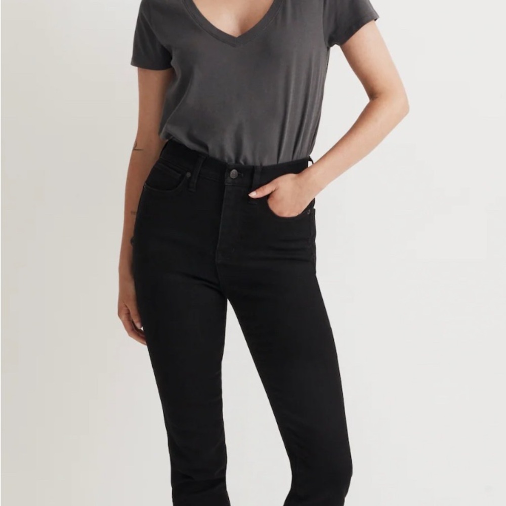 Madewell High Rise Stonepipe Black Jeans, NWT, Size 24 P